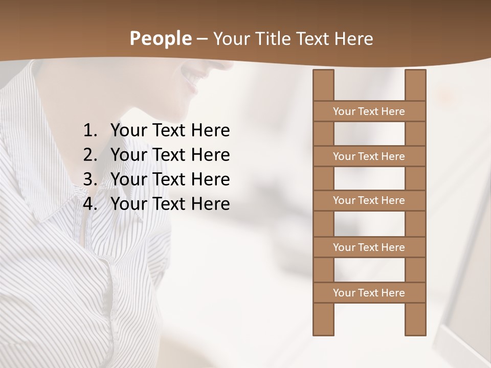 Woman Wearing Headphones In Computer Room Typing And Smiling PowerPoint Template