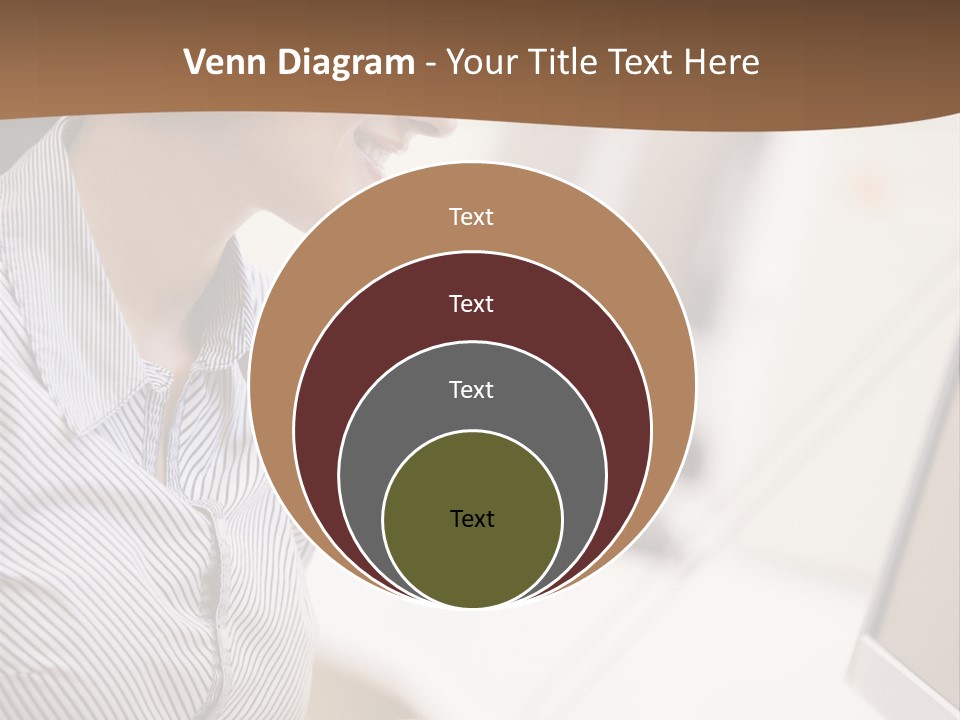 Woman Wearing Headphones In Computer Room Typing And Smiling PowerPoint Template