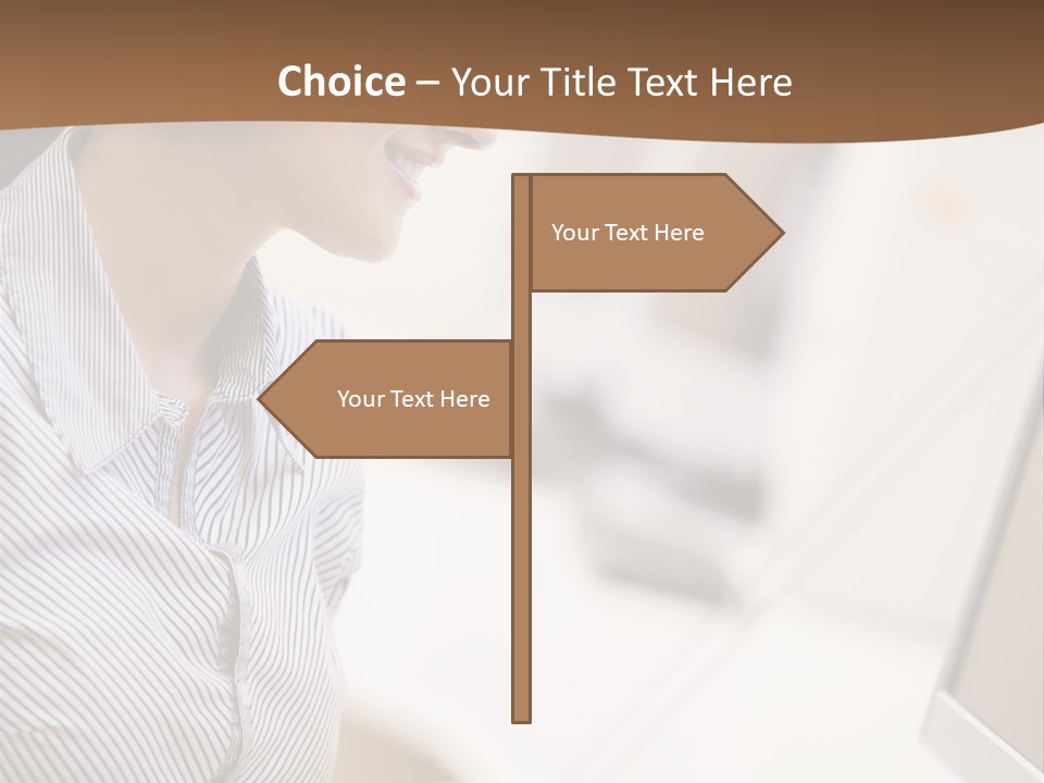 Woman Wearing Headphones In Computer Room Typing And Smiling PowerPoint Template