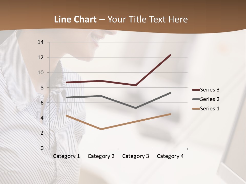 Woman Wearing Headphones In Computer Room Typing And Smiling PowerPoint Template