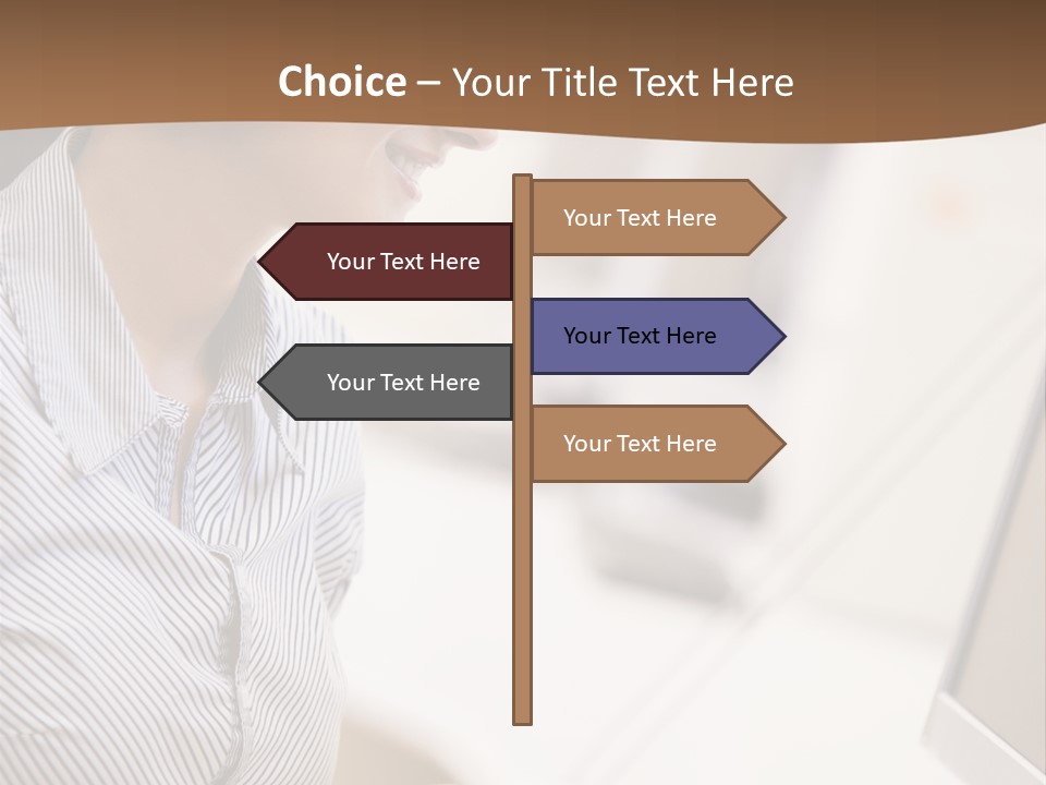 Woman Wearing Headphones In Computer Room Typing And Smiling PowerPoint Template