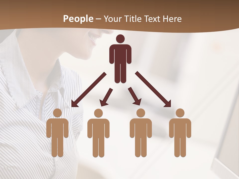 Woman Wearing Headphones In Computer Room Typing And Smiling PowerPoint Template