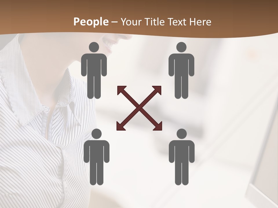 Woman Wearing Headphones In Computer Room Typing And Smiling PowerPoint Template