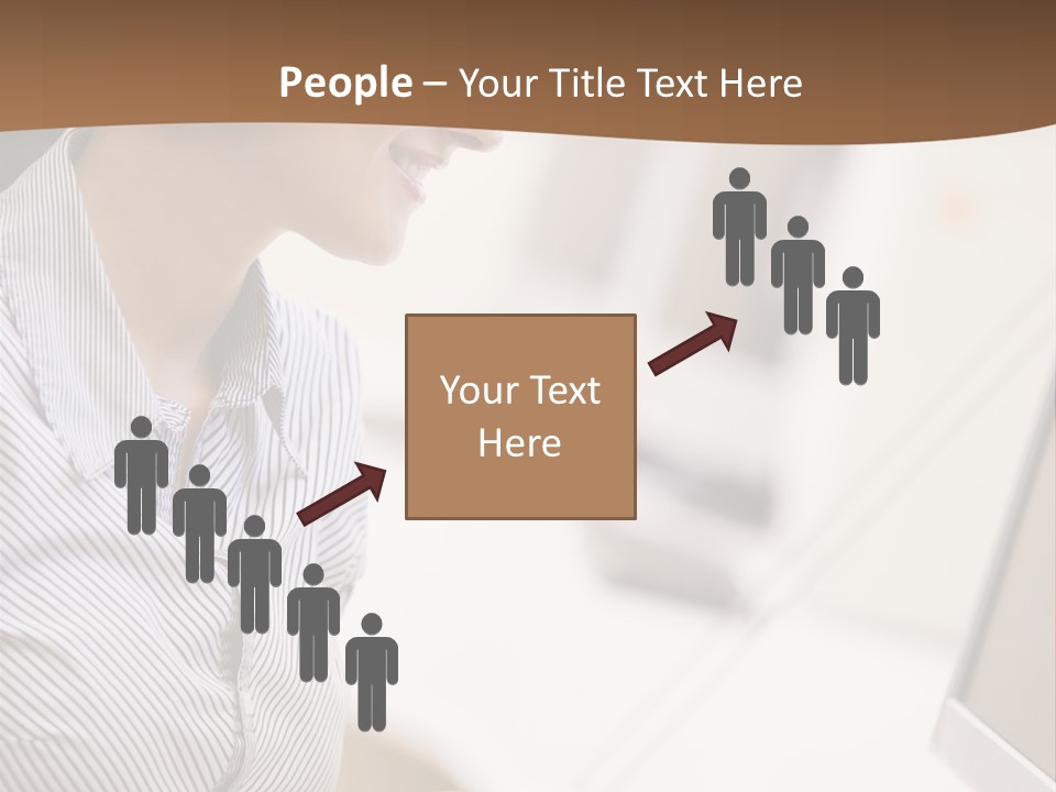 Woman Wearing Headphones In Computer Room Typing And Smiling PowerPoint Template