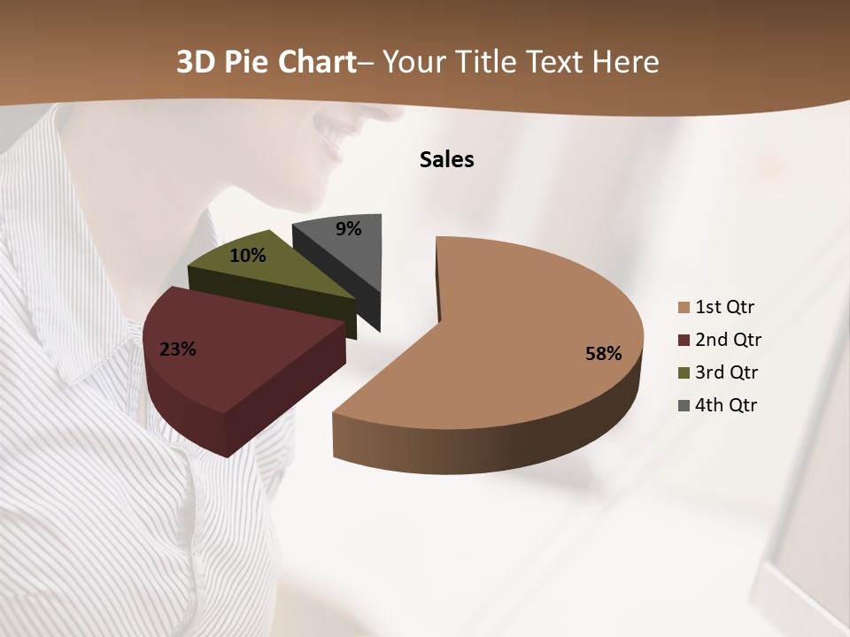 Woman Wearing Headphones In Computer Room Typing And Smiling PowerPoint Template