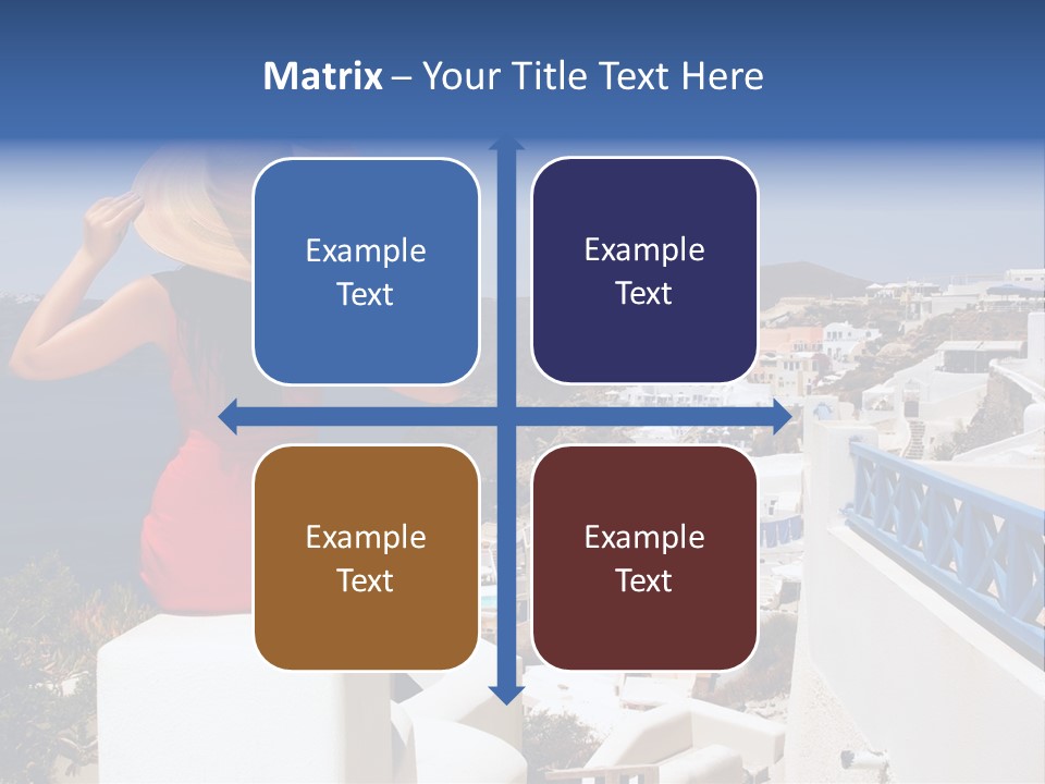 Beautiful Young Greek Woman On The Streets Of Oia, Santorini, Greece. PowerPoint Template