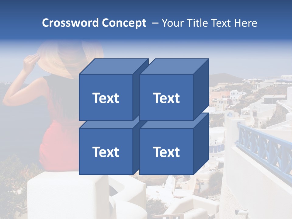 Beautiful Young Greek Woman On The Streets Of Oia, Santorini, Greece. PowerPoint Template