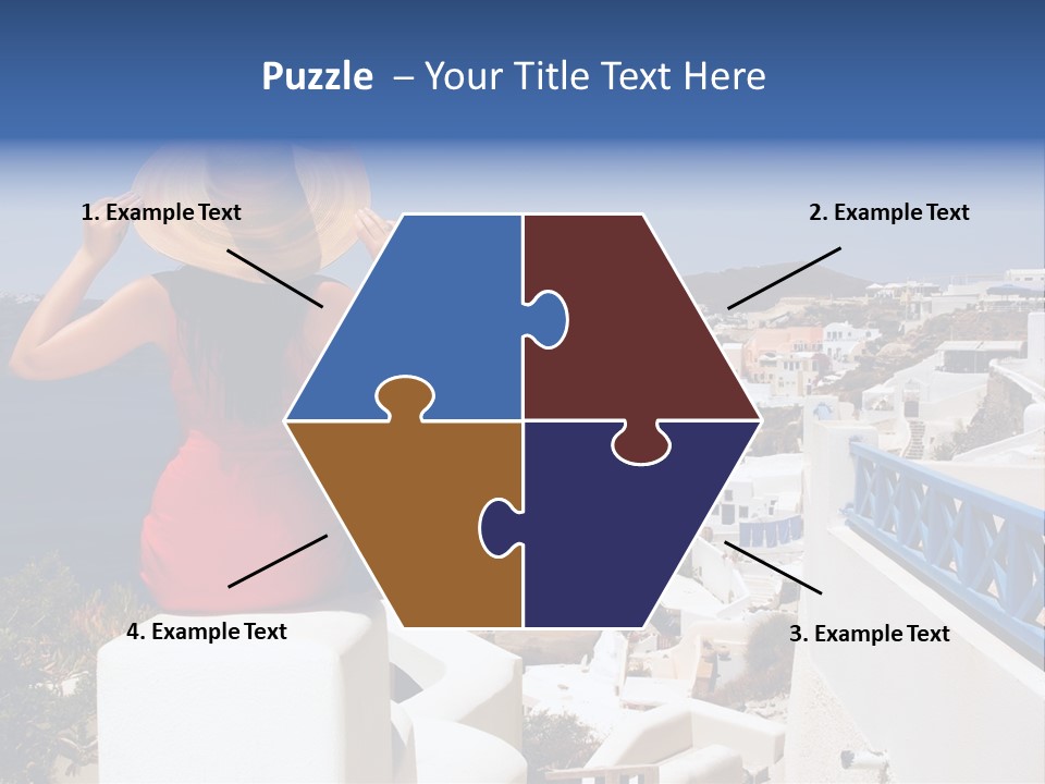 Beautiful Young Greek Woman On The Streets Of Oia, Santorini, Greece. PowerPoint Template