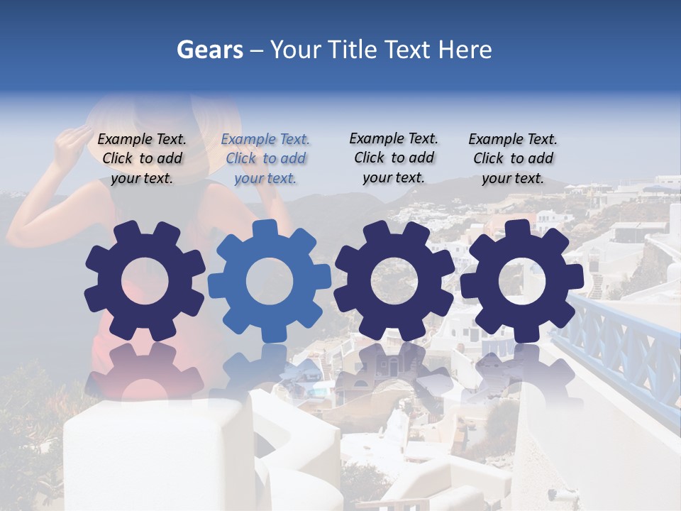 Beautiful Young Greek Woman On The Streets Of Oia, Santorini, Greece. PowerPoint Template