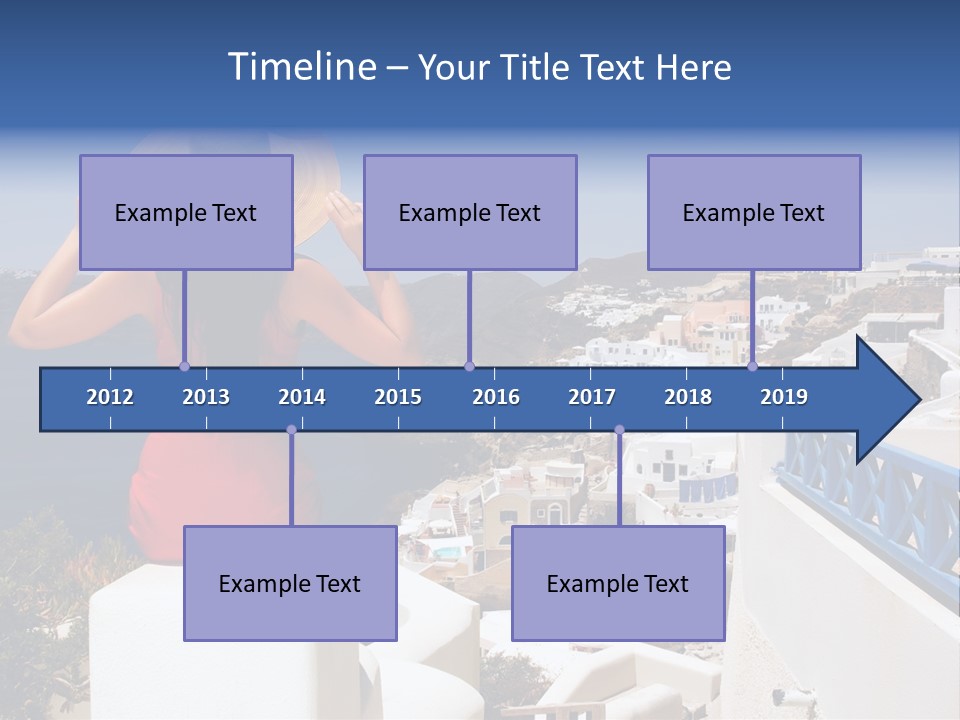 Beautiful Young Greek Woman On The Streets Of Oia, Santorini, Greece. PowerPoint Template