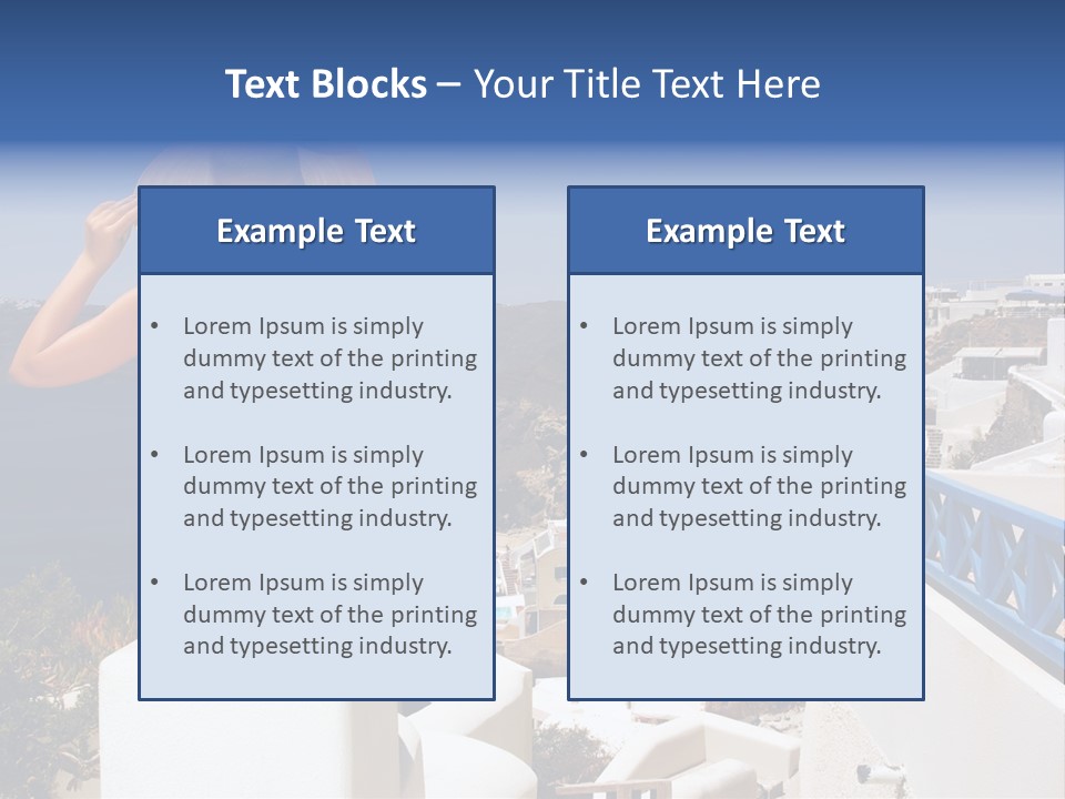 Beautiful Young Greek Woman On The Streets Of Oia, Santorini, Greece. PowerPoint Template