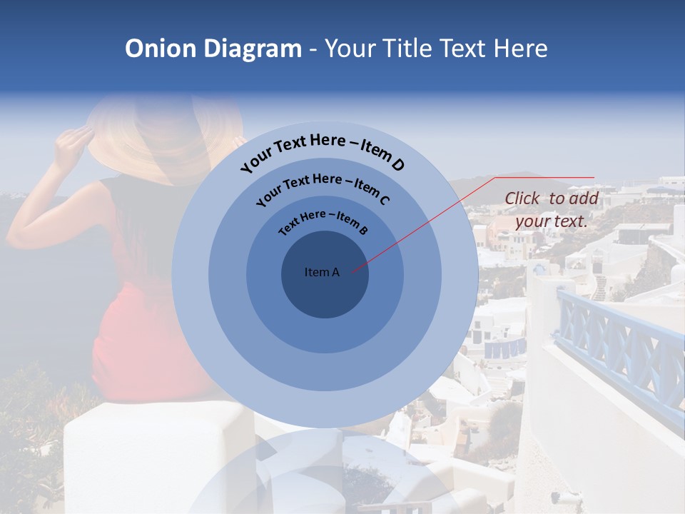 Beautiful Young Greek Woman On The Streets Of Oia, Santorini, Greece. PowerPoint Template