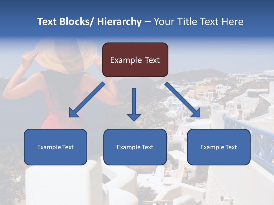 Beautiful Young Greek Woman On The Streets Of Oia, Santorini, Greece. PowerPoint Template