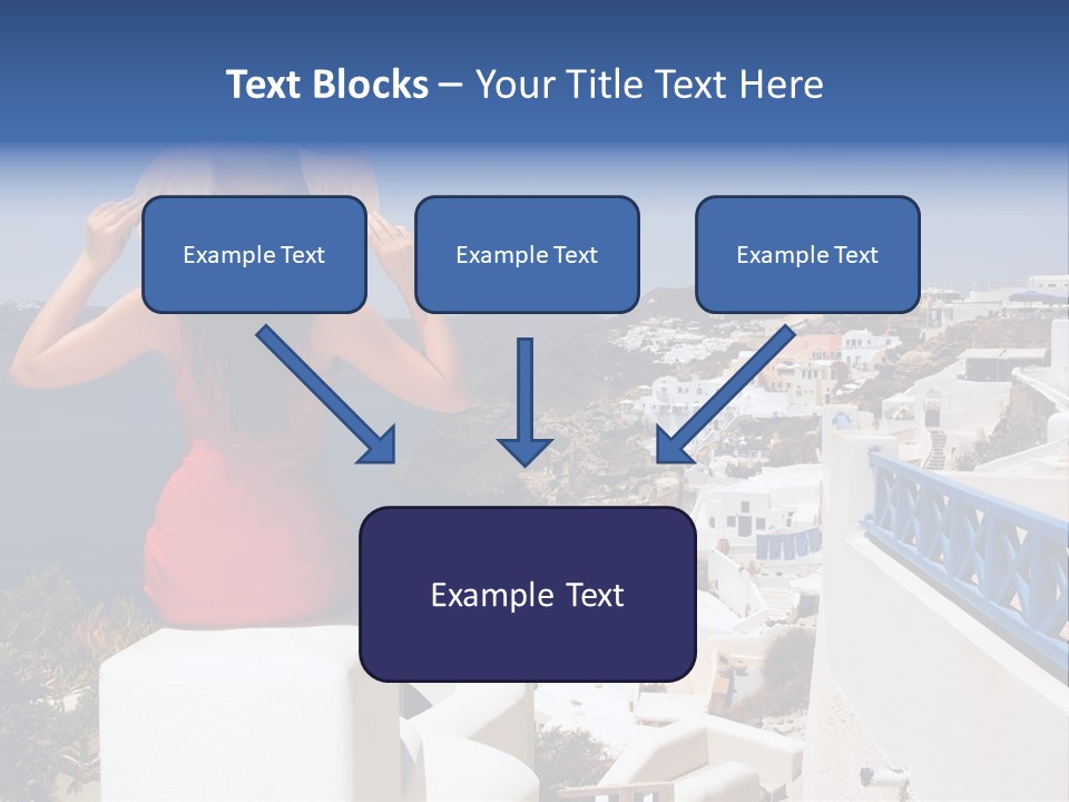 Beautiful Young Greek Woman On The Streets Of Oia, Santorini, Greece. PowerPoint Template