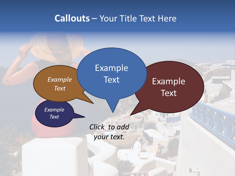 Beautiful Young Greek Woman On The Streets Of Oia, Santorini, Greece. PowerPoint Template