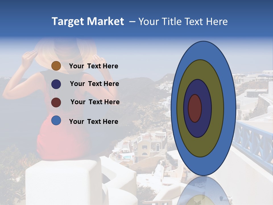 Beautiful Young Greek Woman On The Streets Of Oia, Santorini, Greece. PowerPoint Template