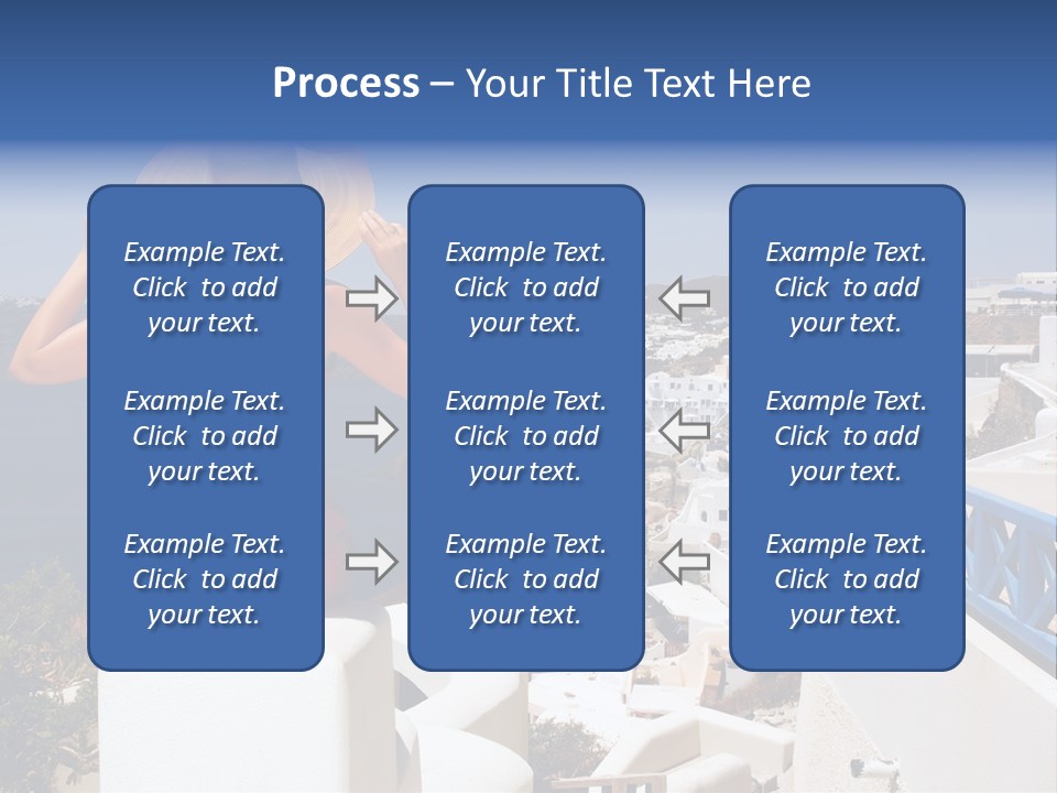Beautiful Young Greek Woman On The Streets Of Oia, Santorini, Greece. PowerPoint Template