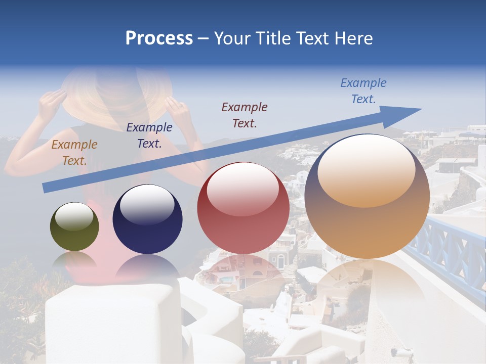 Beautiful Young Greek Woman On The Streets Of Oia, Santorini, Greece. PowerPoint Template