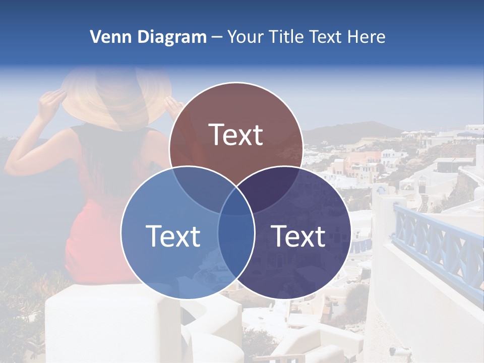 Beautiful Young Greek Woman On The Streets Of Oia, Santorini, Greece. PowerPoint Template