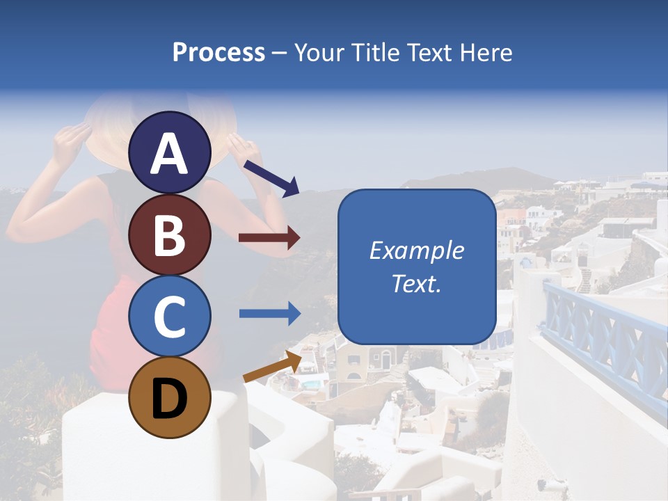 Beautiful Young Greek Woman On The Streets Of Oia, Santorini, Greece. PowerPoint Template