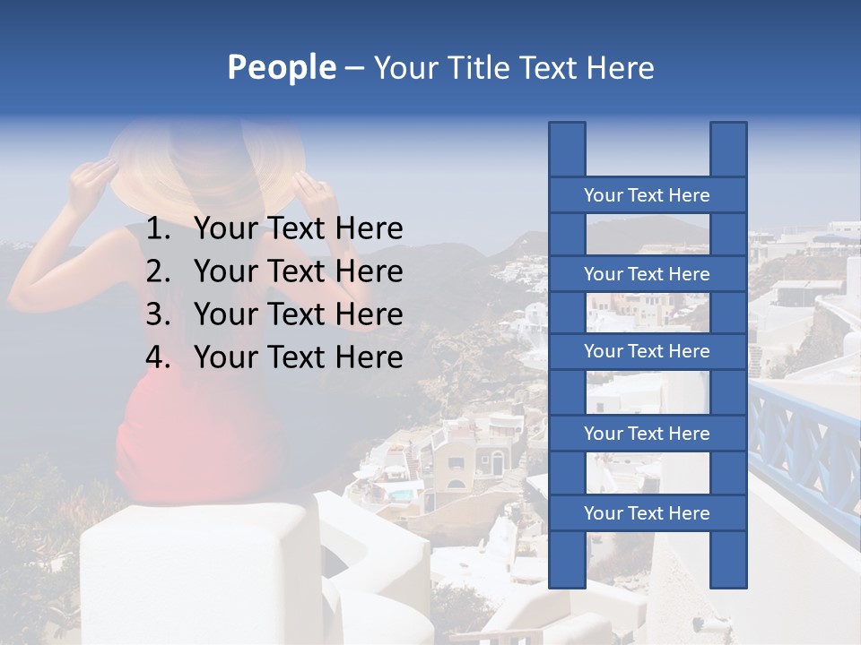 Beautiful Young Greek Woman On The Streets Of Oia, Santorini, Greece. PowerPoint Template