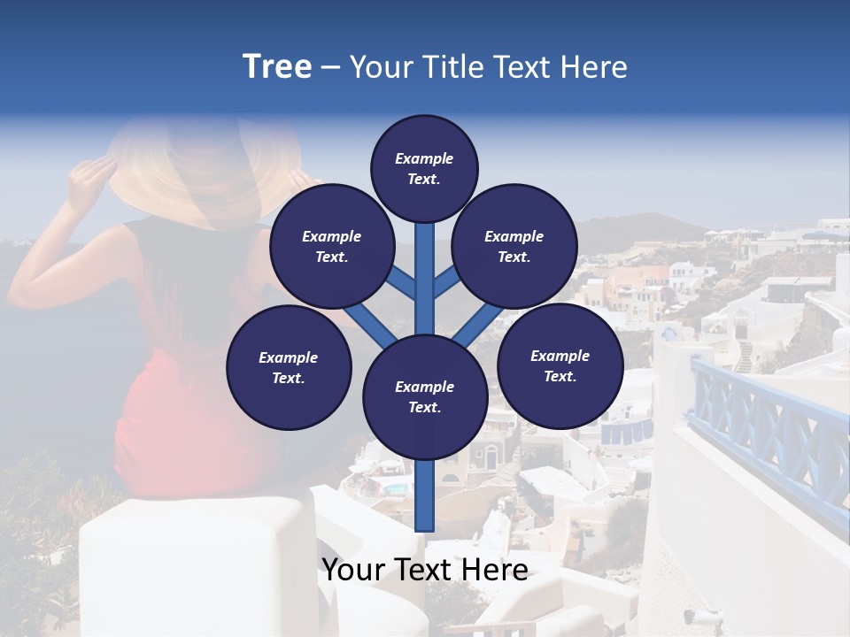 Beautiful Young Greek Woman On The Streets Of Oia, Santorini, Greece. PowerPoint Template