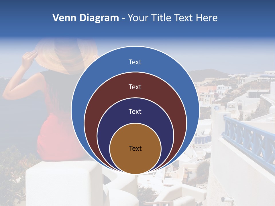 Beautiful Young Greek Woman On The Streets Of Oia, Santorini, Greece. PowerPoint Template