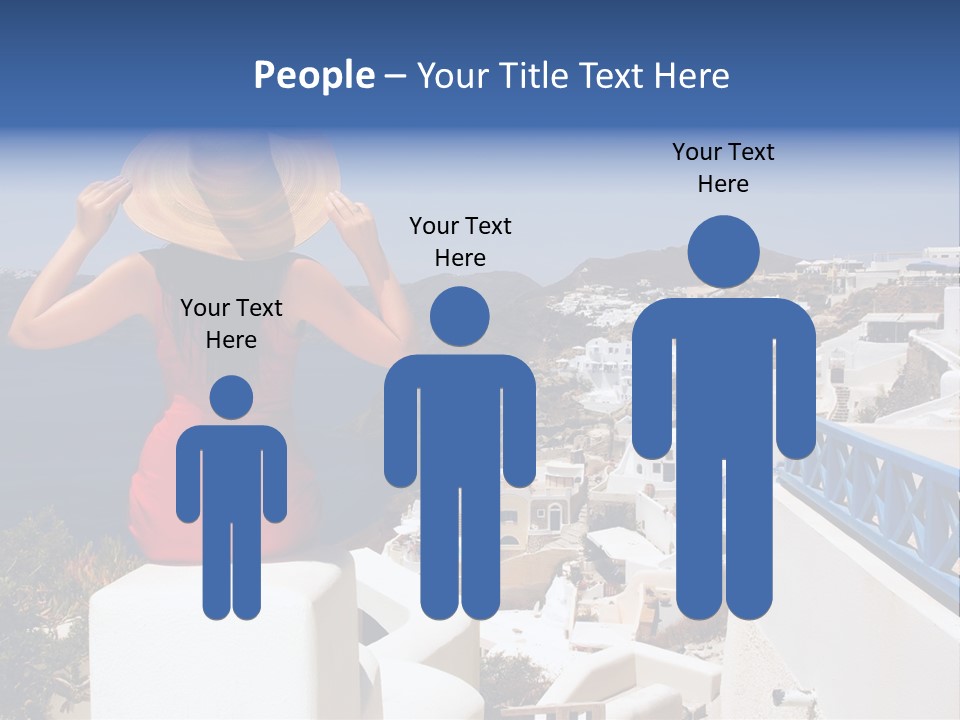 Beautiful Young Greek Woman On The Streets Of Oia, Santorini, Greece. PowerPoint Template