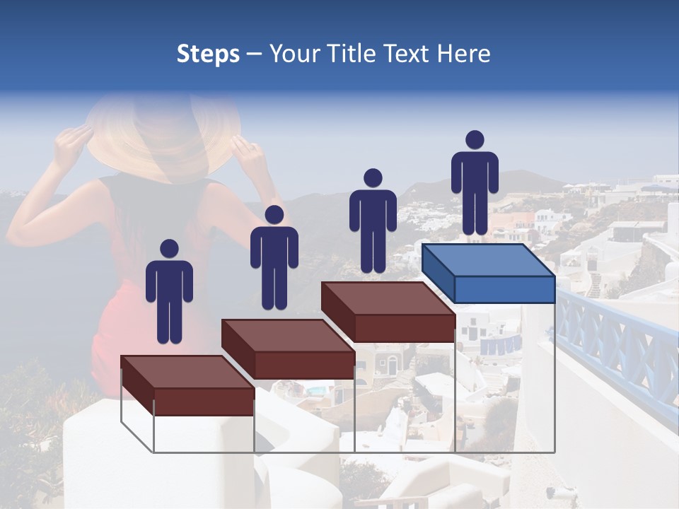 Beautiful Young Greek Woman On The Streets Of Oia, Santorini, Greece. PowerPoint Template