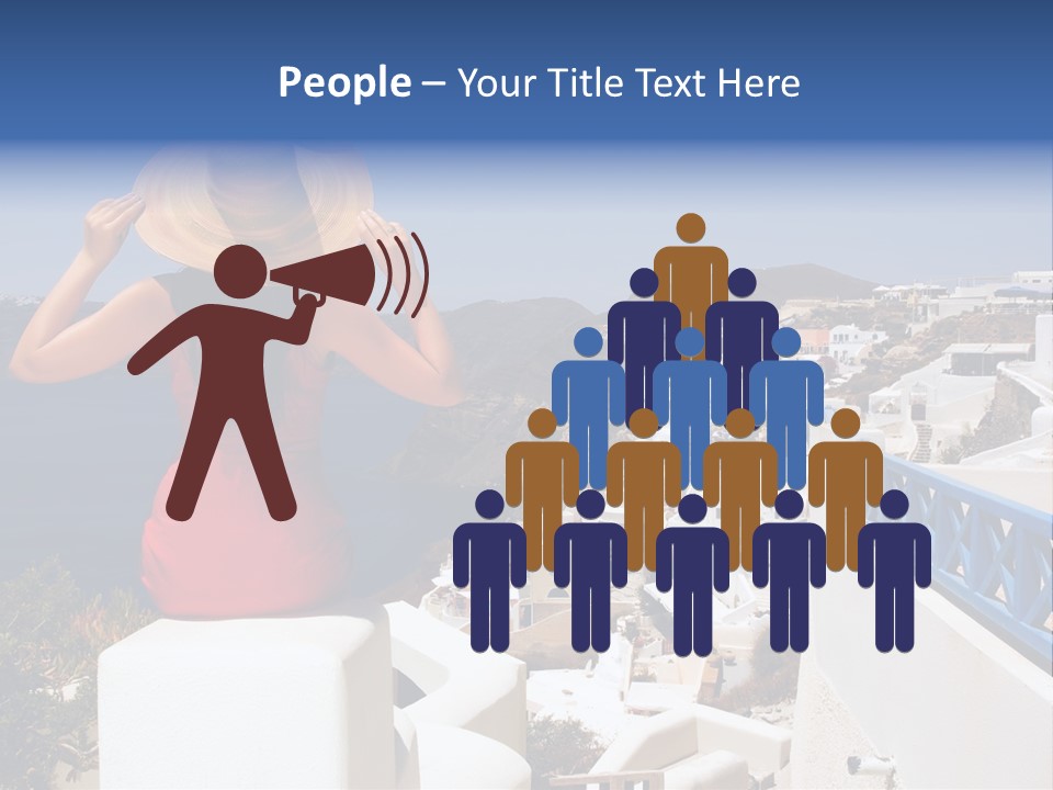 Beautiful Young Greek Woman On The Streets Of Oia, Santorini, Greece. PowerPoint Template