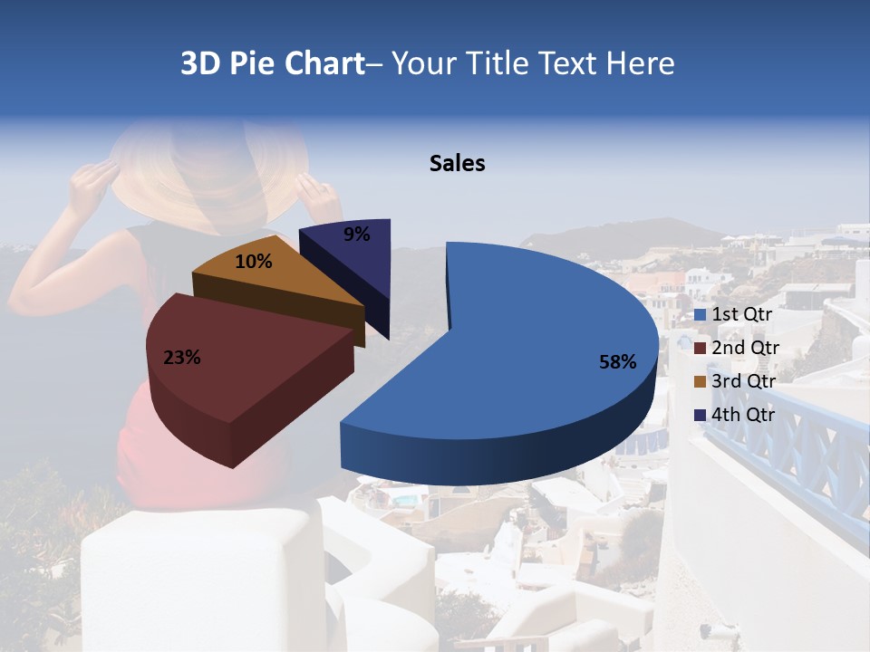 Beautiful Young Greek Woman On The Streets Of Oia, Santorini, Greece. PowerPoint Template