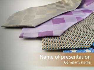 Close Up Neck Ties Showing Silk Pattern On Rich Cloth PowerPoint Template