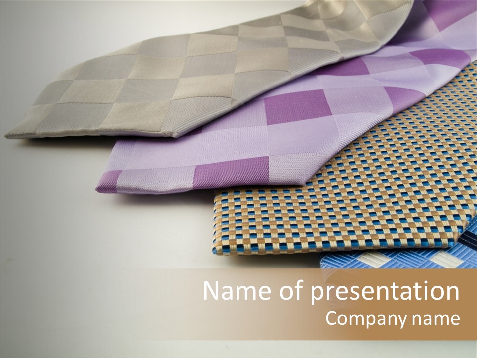 Close Up Neck Ties Showing Silk Pattern On Rich Cloth PowerPoint Template