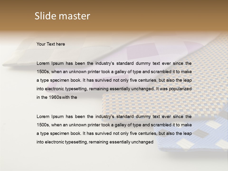 Close Up Neck Ties Showing Silk Pattern On Rich Cloth PowerPoint Template