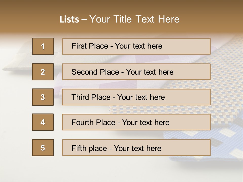 Close Up Neck Ties Showing Silk Pattern On Rich Cloth PowerPoint Template