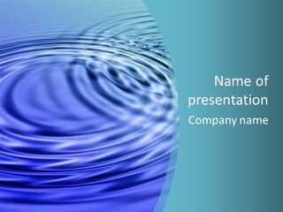 Blue Water Background With Circular Ripples From The Rain. PowerPoint Template