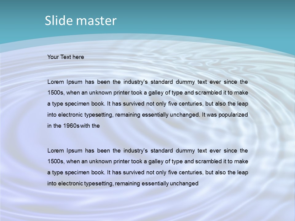 Blue Water Background With Circular Ripples From The Rain. PowerPoint Template