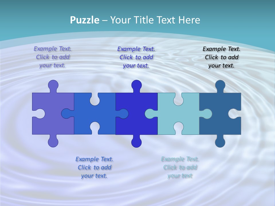 Blue Water Background With Circular Ripples From The Rain. PowerPoint Template