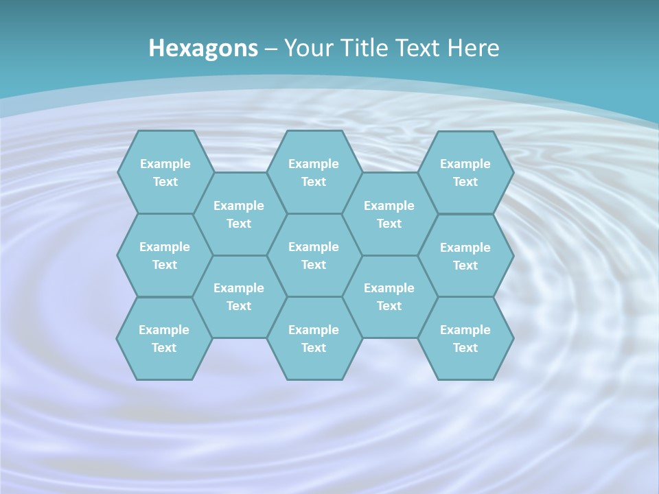 Blue Water Background With Circular Ripples From The Rain. PowerPoint Template