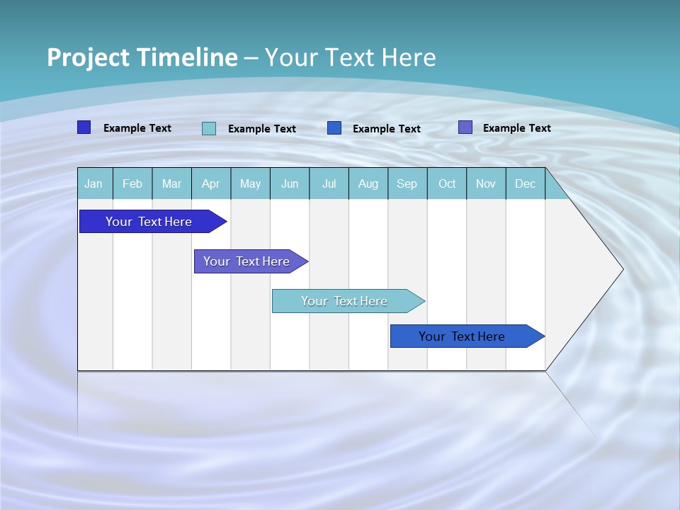 Blue Water Background With Circular Ripples From The Rain. PowerPoint Template
