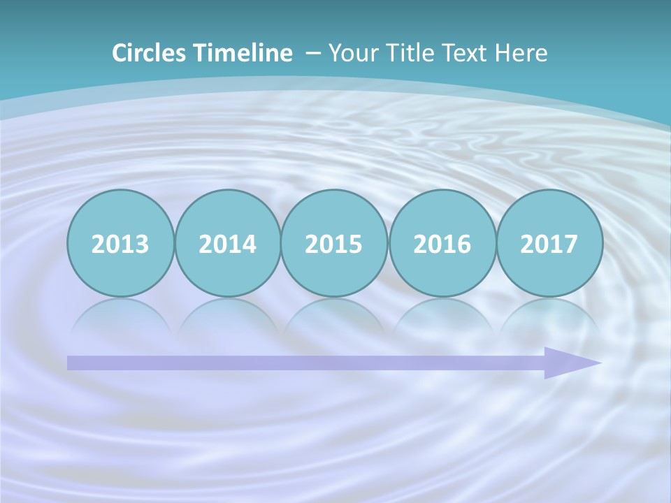 Blue Water Background With Circular Ripples From The Rain. PowerPoint Template