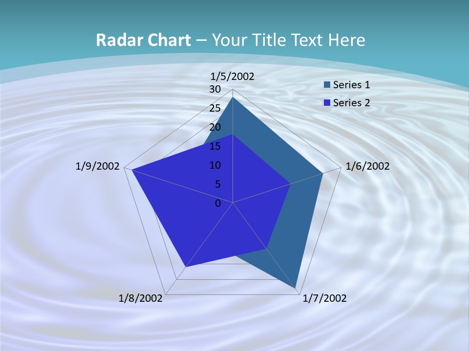 Blue Water Background With Circular Ripples From The Rain. PowerPoint Template