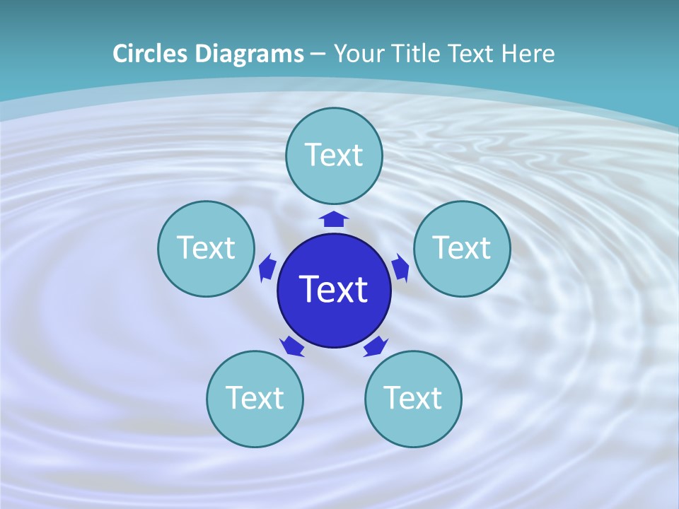 Blue Water Background With Circular Ripples From The Rain. PowerPoint Template