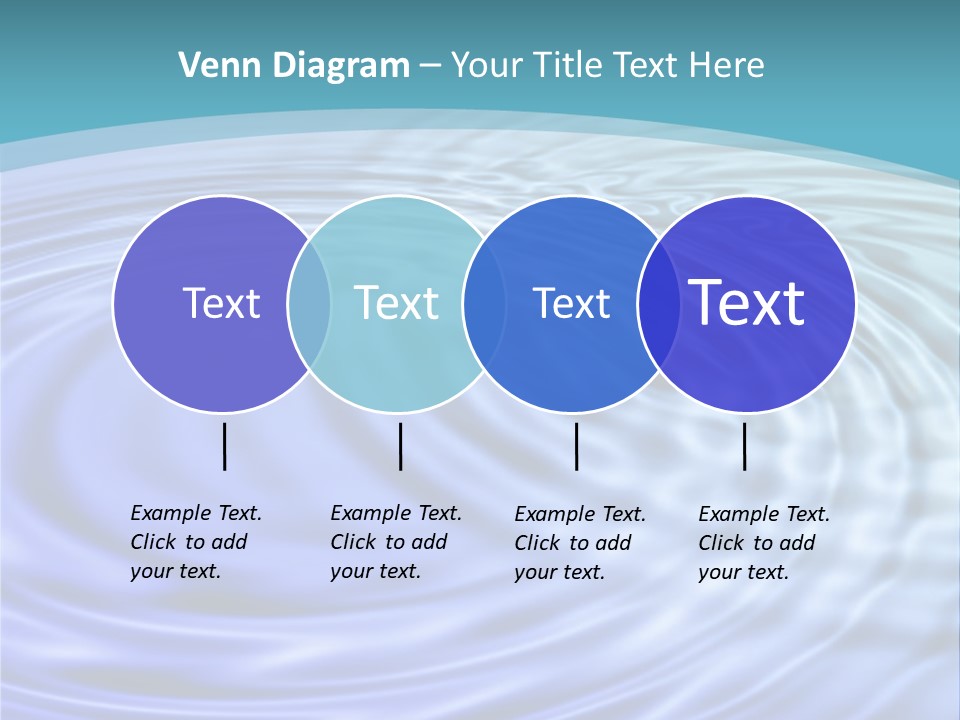Blue Water Background With Circular Ripples From The Rain. PowerPoint Template