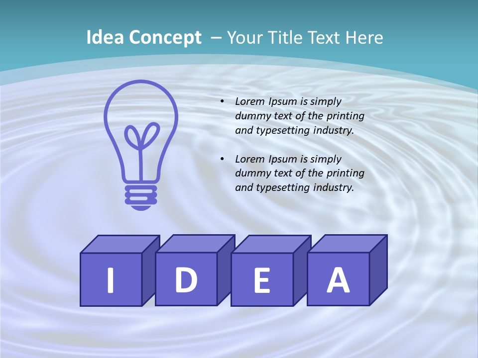 Blue Water Background With Circular Ripples From The Rain. PowerPoint Template