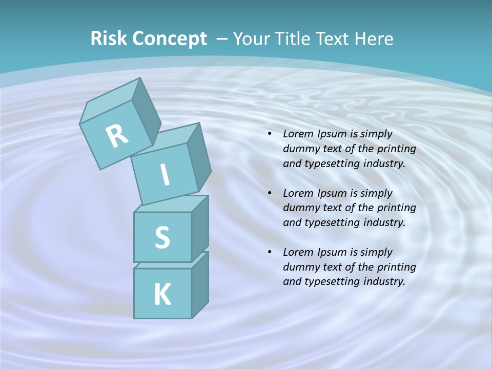 Blue Water Background With Circular Ripples From The Rain. PowerPoint Template