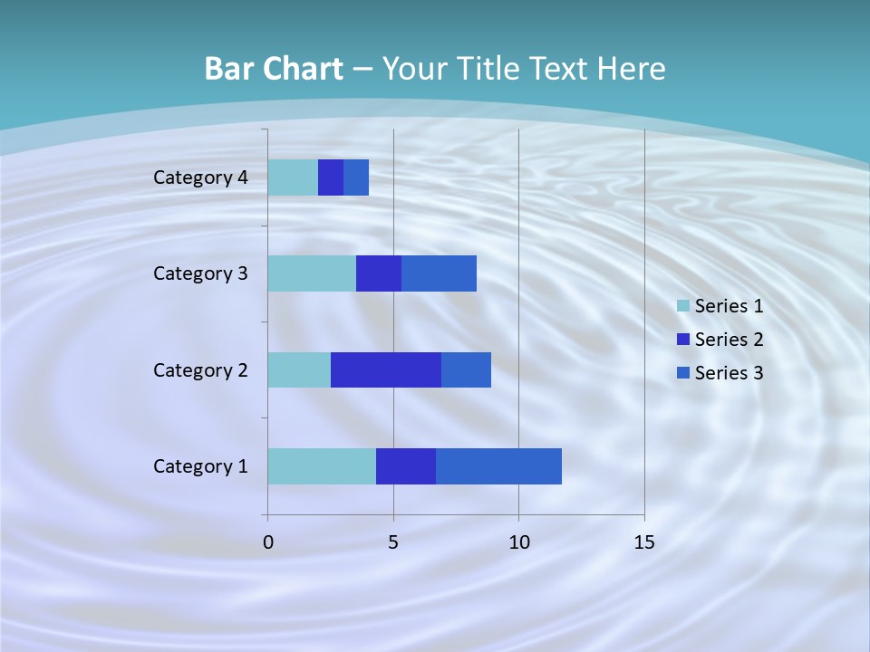 Blue Water Background With Circular Ripples From The Rain. PowerPoint Template