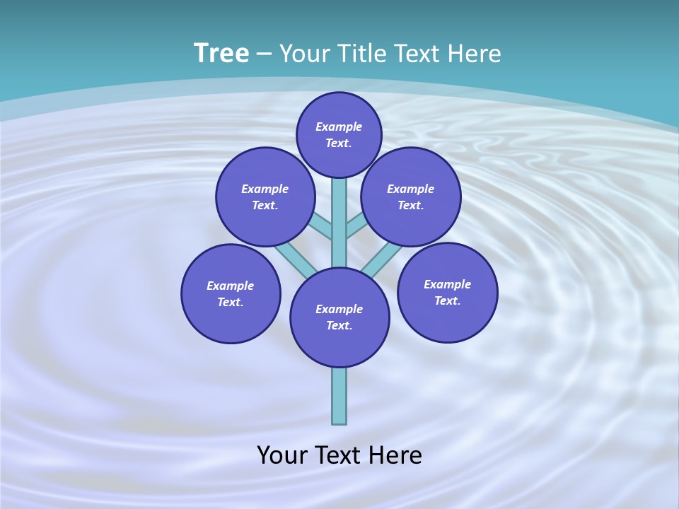 Blue Water Background With Circular Ripples From The Rain. PowerPoint Template