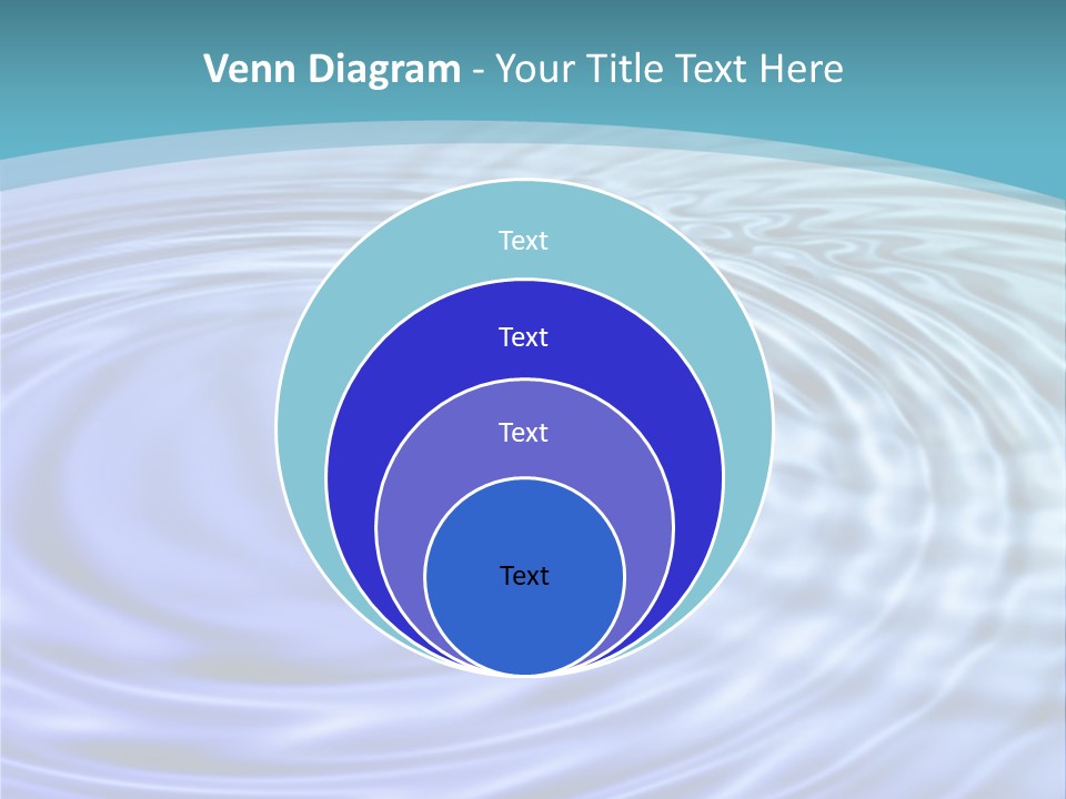 Blue Water Background With Circular Ripples From The Rain. PowerPoint Template