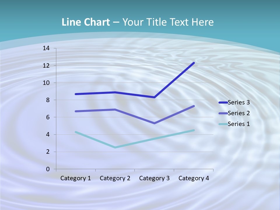 Blue Water Background With Circular Ripples From The Rain. PowerPoint Template